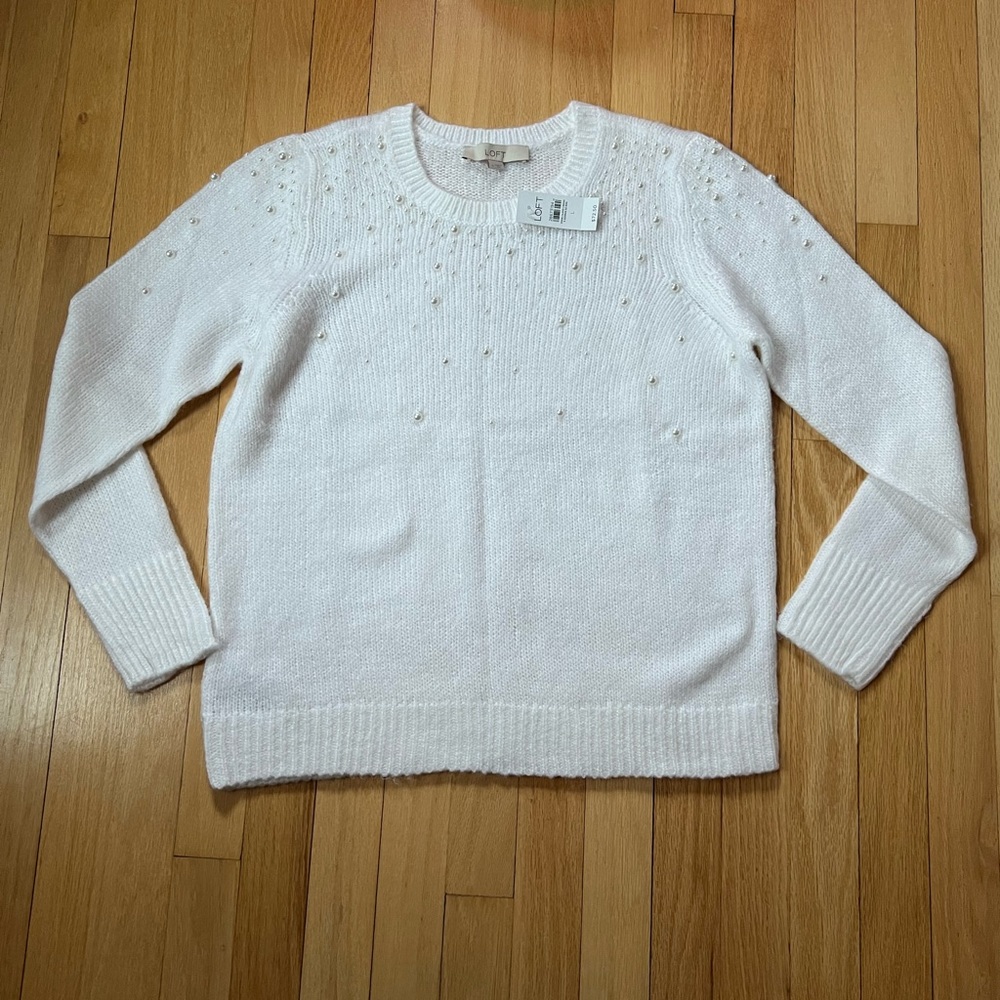NWT pearl beaded Loft sweater